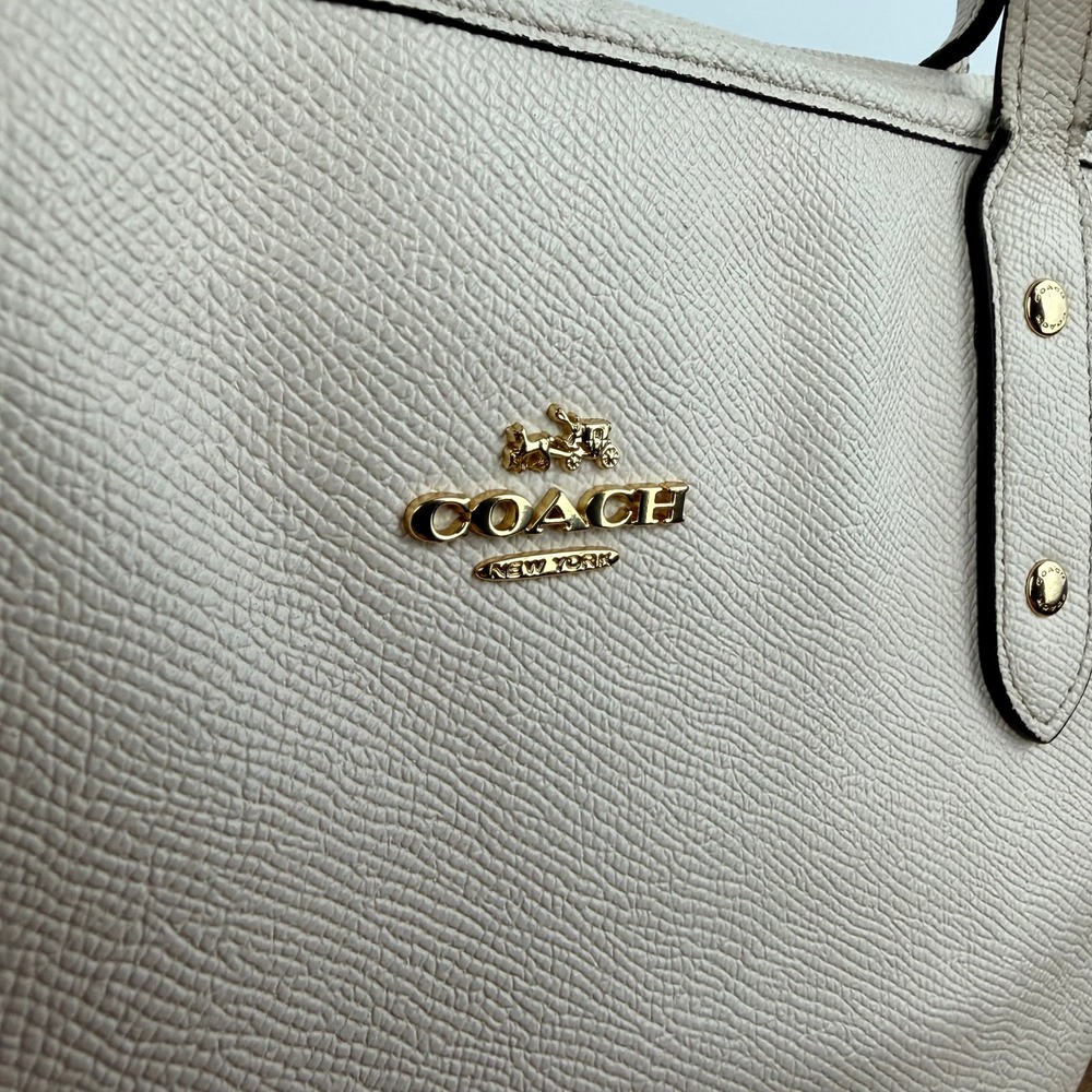 Coach City Tote Chalk White Crossgrain Leather Zip Top Shoulder Bag F58846 - Picture 2 of 13